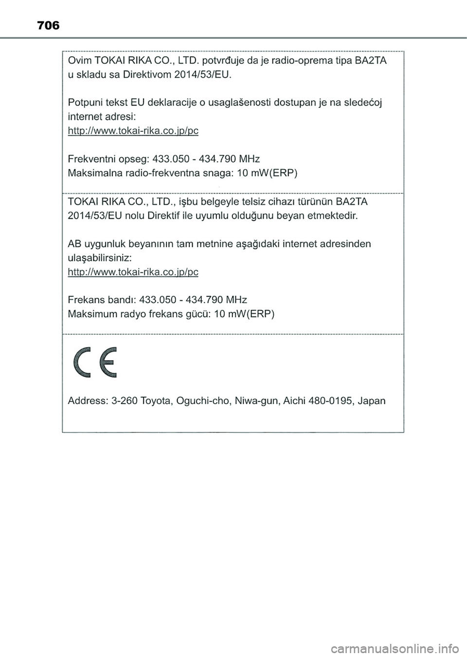 TOYOTA HILUX 2021  Kezelési útmutató (in Hungarian) 706 