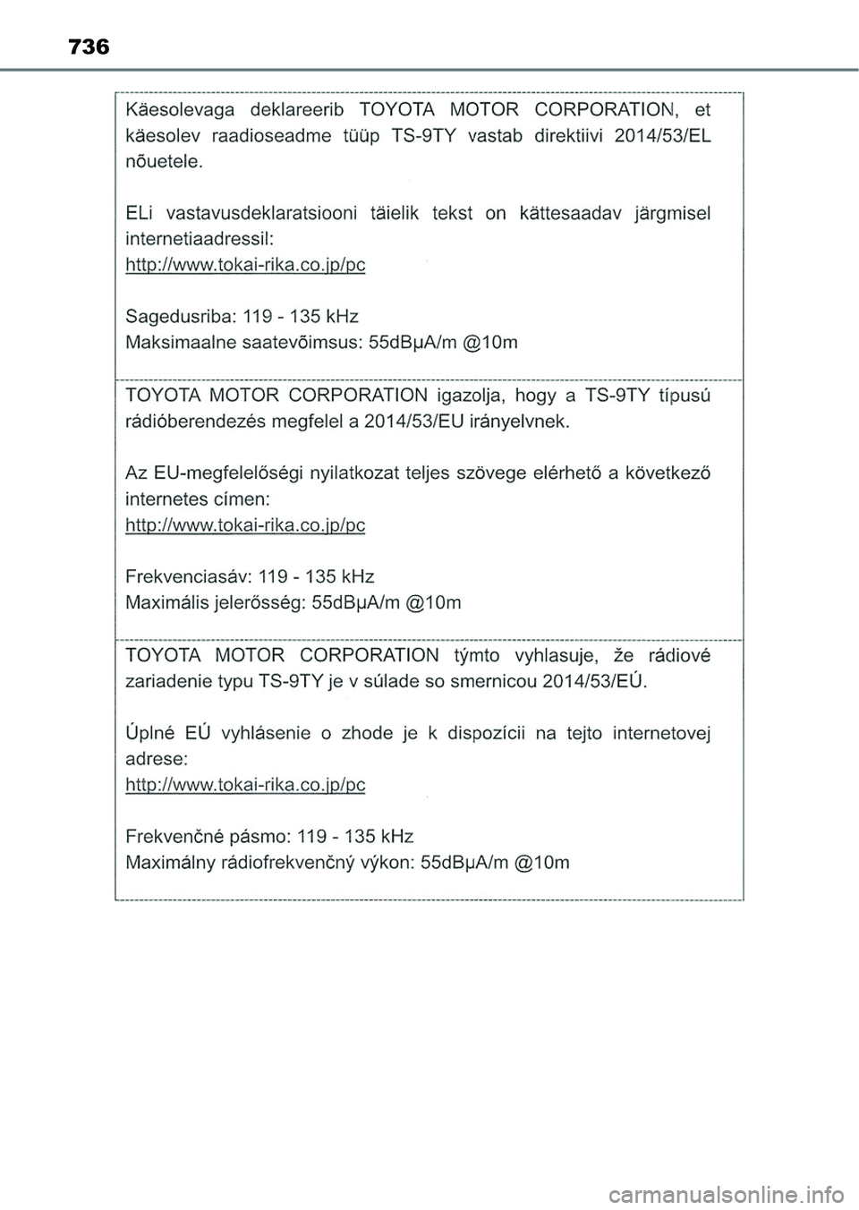 TOYOTA HILUX 2021  Kezelési útmutató (in Hungarian) 736 