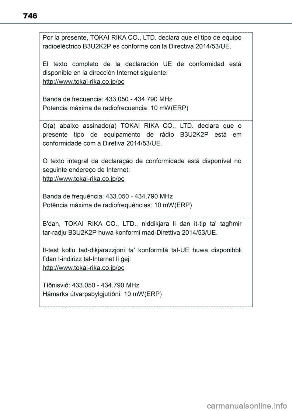 TOYOTA HILUX 2021  Kezelési útmutató (in Hungarian) 746 