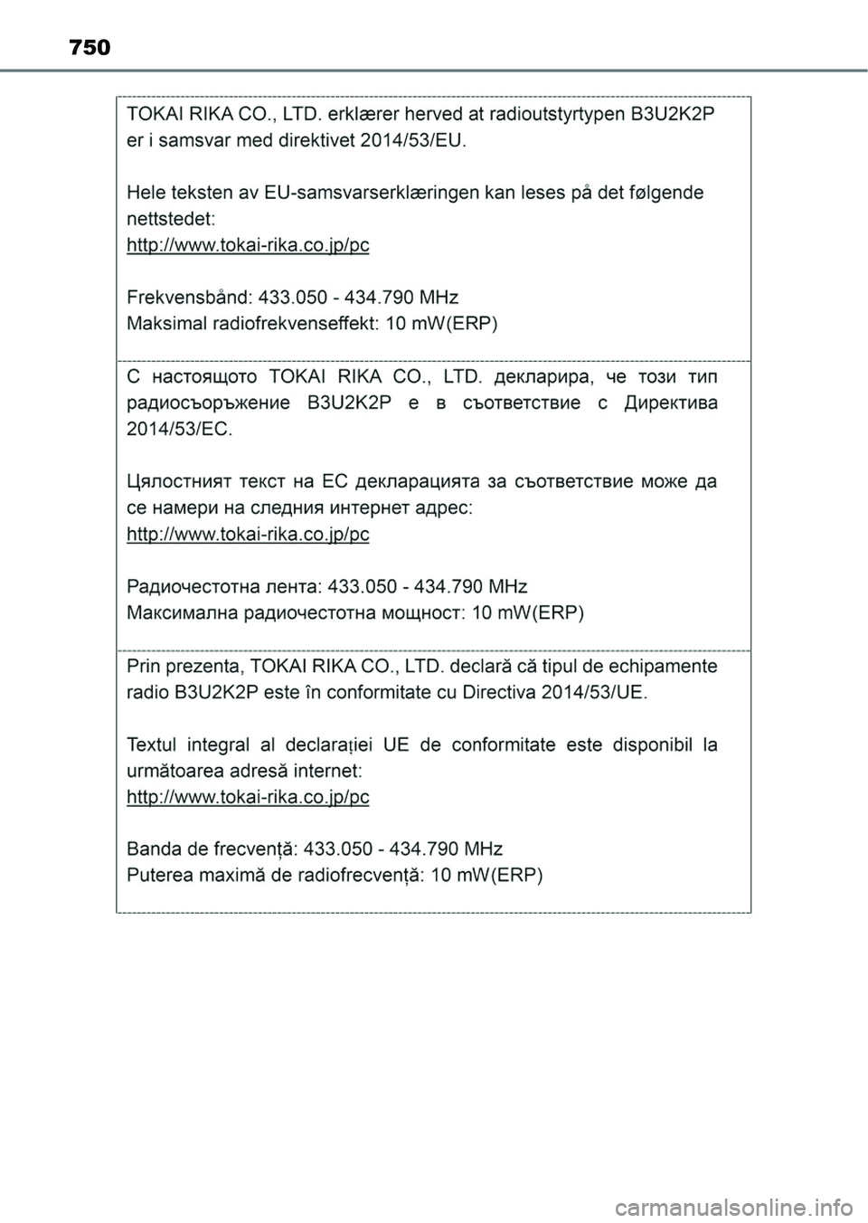 TOYOTA HILUX 2021  Kezelési útmutató (in Hungarian) 750 