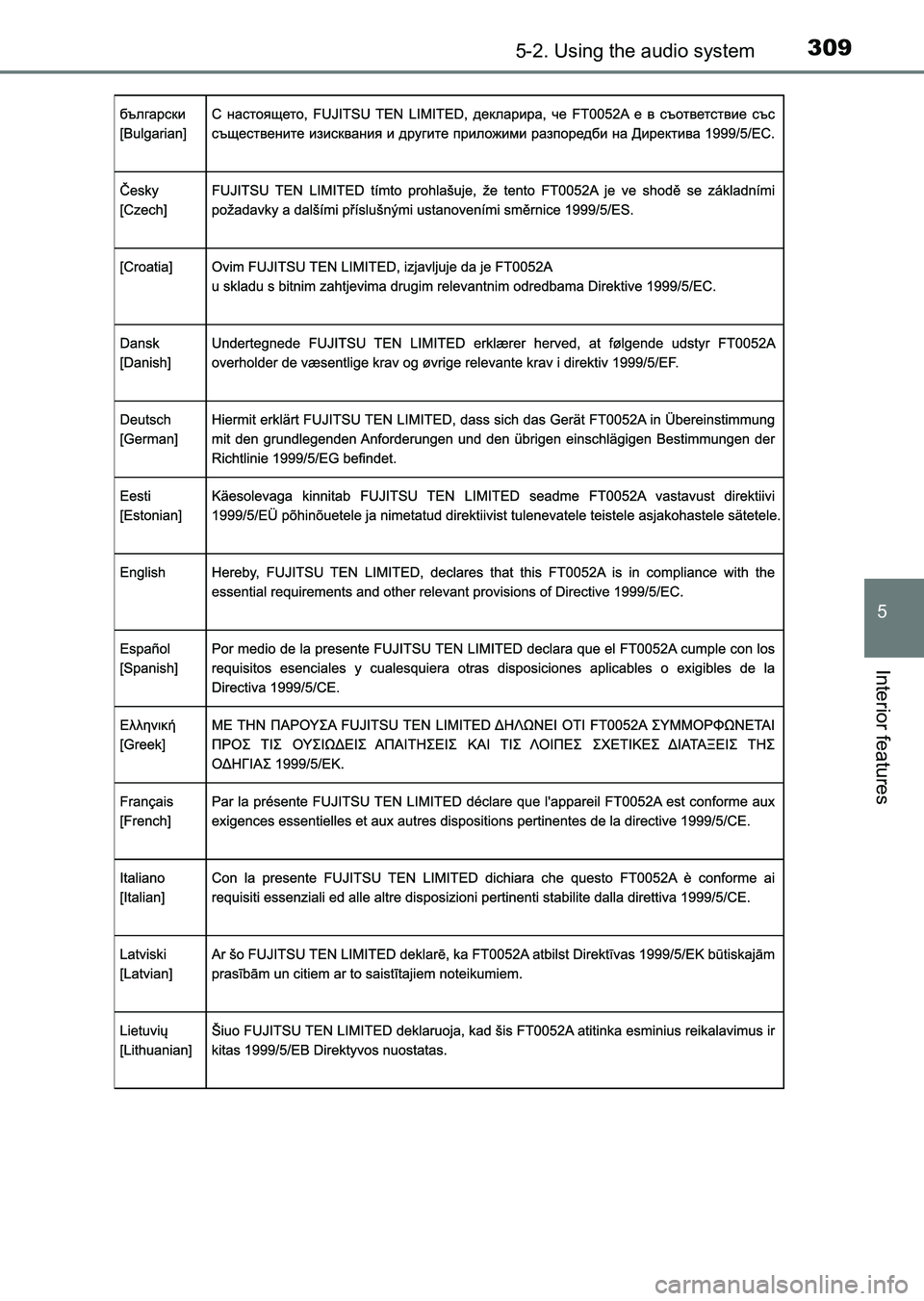 TOYOTA HILUX 2015  Owners Manual (in English) 3095-2. Using the audio system
5
Interior features
HILUX_OM_OM0K219E_(EE)
HILUX_OM_OM0K219E_(EE).book  Page 309  Wednesday, May 14, 2014  3:06 PM 