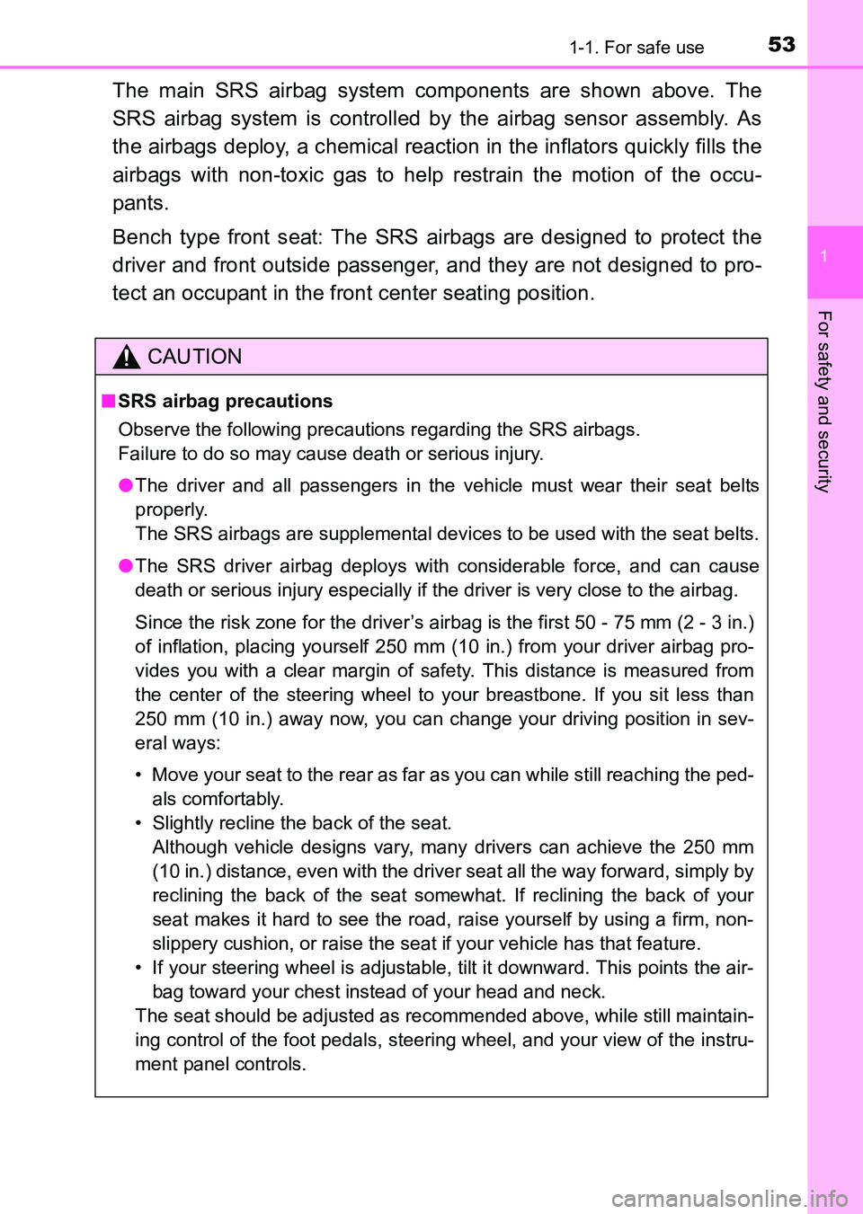 TOYOTA HILUX 2015 Owners Manual (in English) 531-1. For safe use
1
HILUX_OM_OM0K219E_(EE)
For safety and security
The main SRS airbag system components are shown above. The
SRS airbag system is controlled by the airbag sensor assembly. As
the ai TOYOTA HILUX 2015 Owners Manual (in English) 531-1. For safe use
1
HILUX_OM_OM0K219E_(EE)
For safety and security
The main SRS airbag system components are shown above. The
SRS airbag system is controlled by the airbag sensor assembly. As
the ai