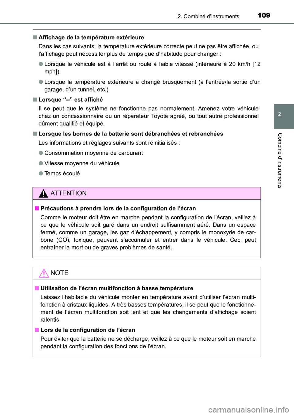 TOYOTA HILUX 2015  Notices Demploi (in French) 1092. Combiné d’instruments
2
Combiné d’instruments
HILUX_OM_OM71213K_(EK)
■Affichage de la température extérieure
Dans les cas suivants, la température extérieure correcte peut ne pas êt