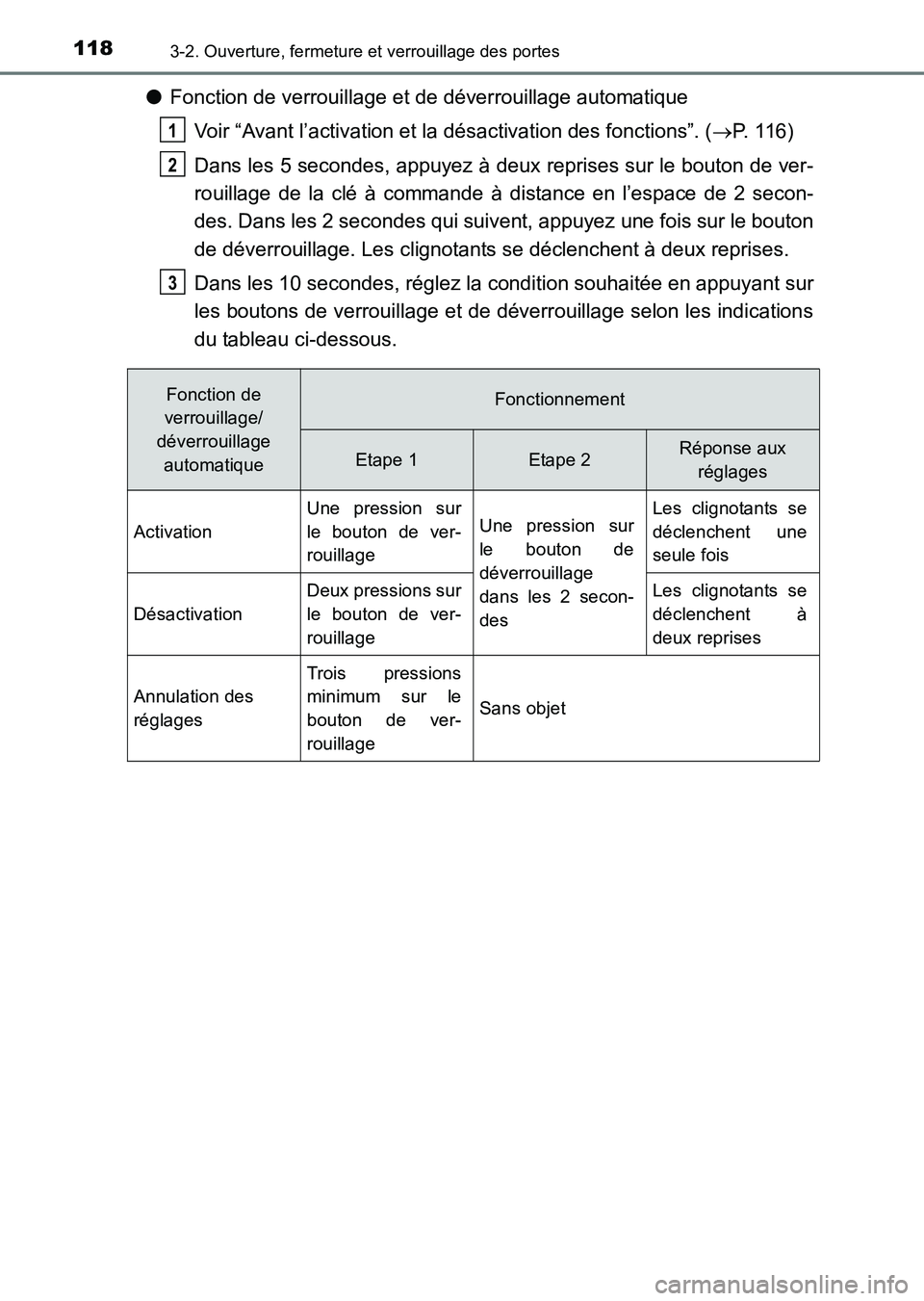 TOYOTA HILUX 2015  Notices Demploi (in French) 1183-2. Ouverture, fermeture et verrouillage des portes
HILUX_OM_OM71213K_(EK)
●Fonction de verrouillage et de déverrouillage automatique
Voir “Avant l’activation et la désactivation des fonct