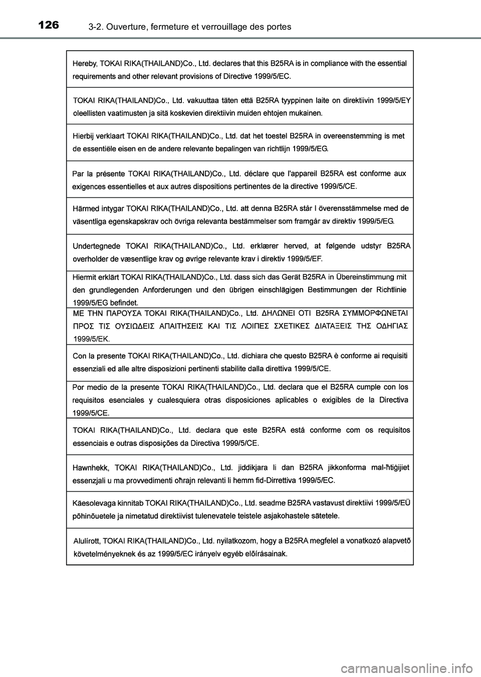 TOYOTA HILUX 2015  Notices Demploi (in French) 1263-2. Ouverture, fermeture et verrouillage des portes
HILUX_OM_OM71213K_(EK)
HILUX_OM_OM71213K_(EK).book  Page 126  Friday, May 9, 2014  5:43 PM 