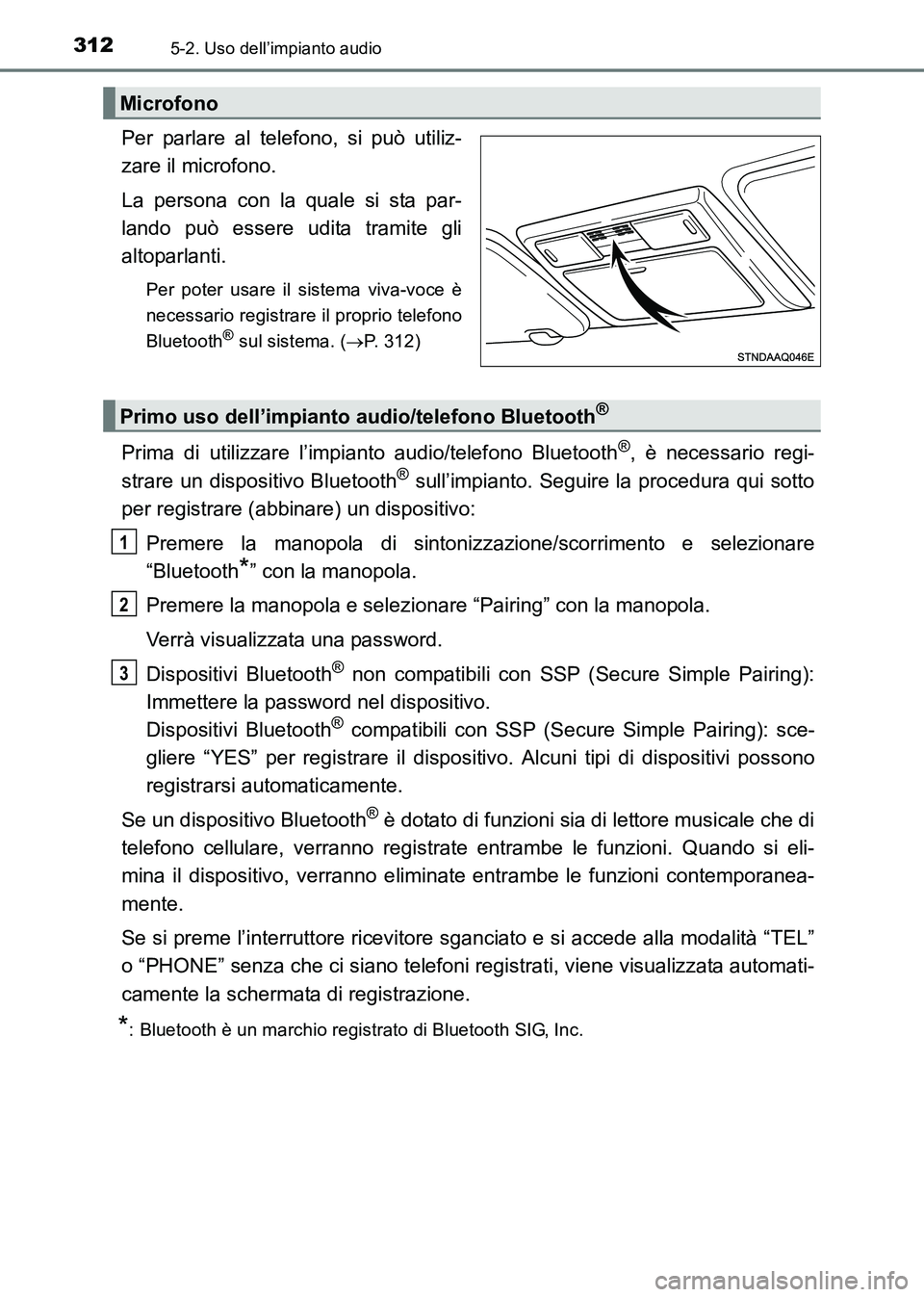 TOYOTA HILUX 2015 Manuale duso (in Italian) 3125-2. Uso dell’impianto audio
HILUX_OM_OM71216L_(EL)
Per parlare al telefono, si può utiliz-
zare il microfono.
La persona con la quale si sta par-
lando può essere udita tramite gli
altoparlant TOYOTA HILUX 2015 Manuale duso (in Italian) 3125-2. Uso dell’impianto audio
HILUX_OM_OM71216L_(EL)
Per parlare al telefono, si può utiliz-
zare il microfono.
La persona con la quale si sta par-
lando può essere udita tramite gli
altoparlant
