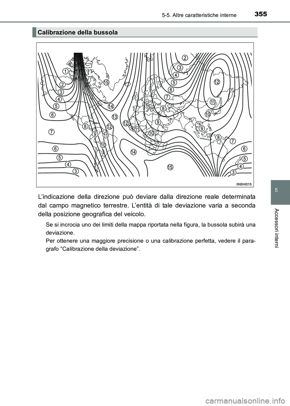 TOYOTA HILUX 2015 Manuale duso (in Italian) 3555-5. Altre caratteristiche interne
5
Accessori interni
HILUX_OM_OM71216L_(EL)
L’indicazione della direzione può deviare dalla direzione reale determinata
dal campo magnetico terrestre. L’entit TOYOTA HILUX 2015 Manuale duso (in Italian) 3555-5. Altre caratteristiche interne
5
Accessori interni
HILUX_OM_OM71216L_(EL)
L’indicazione della direzione può deviare dalla direzione reale determinata
dal campo magnetico terrestre. L’entit