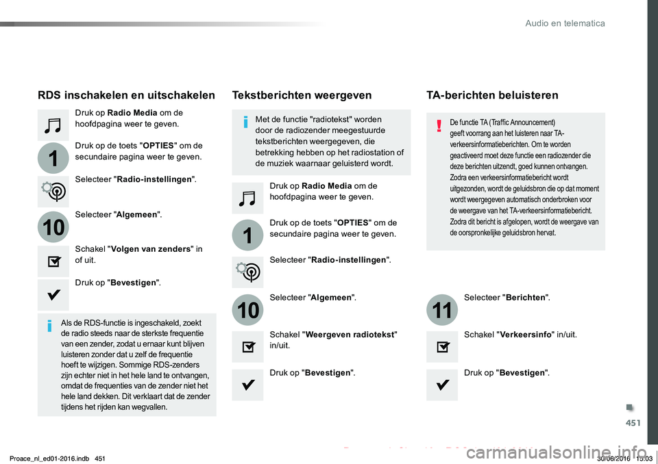 TOYOTA PROACE 2019 Instructieboekje (in Dutch) 451
1
110
1011
Proace_nl_Chap10c_RCC-1_ed01-2016
Druk op Radio Media om de hoofdpagina weer te geven.
Druk op Radio Media om de hoofdpagina weer te geven.
Druk op de toets "OPTIES" om de secun TOYOTA PROACE 2019 Instructieboekje (in Dutch) 451
1
110
1011
Proace_nl_Chap10c_RCC-1_ed01-2016
Druk op Radio Media om de hoofdpagina weer te geven.
Druk op Radio Media om de hoofdpagina weer te geven.
Druk op de toets "OPTIES" om de secun