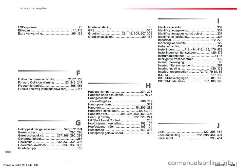 TOYOTA PROACE 2019 Instructieboekje (in Dutch) 508
Proace_nl_Chap11_index-alpha_ed01-2016
I
Identificatie auto............................................337Identificatiegegevens ....................................337Identificatieplaatjes constru TOYOTA PROACE 2019 Instructieboekje (in Dutch) 508
Proace_nl_Chap11_index-alpha_ed01-2016
I
Identificatie auto............................................337Identificatiegegevens ....................................337Identificatieplaatjes constru
