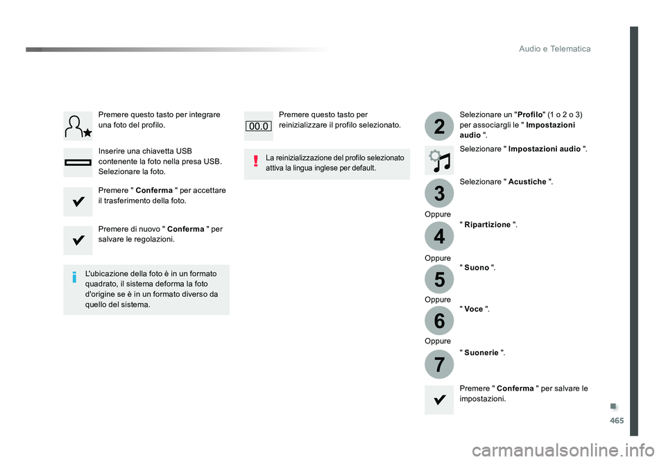 TOYOTA PROACE 2019 Manuale duso (in Italian) .
465
3
2
4
5
6
7
Audio e Telematica
Spacetourer-VP_it_Chap10c_RCC-1_ed01-2016
Selezionare un "Profilo" (1 o 2 o 3)
per associargli le " Impostazioni
audio ".
Selezionare " Im TOYOTA PROACE 2019 Manuale duso (in Italian) .
465
3
2
4
5
6
7
Audio e Telematica
Spacetourer-VP_it_Chap10c_RCC-1_ed01-2016
Selezionare un "Profilo" (1 o 2 o 3)
per associargli le " Impostazioni
audio ".
Selezionare " Im
