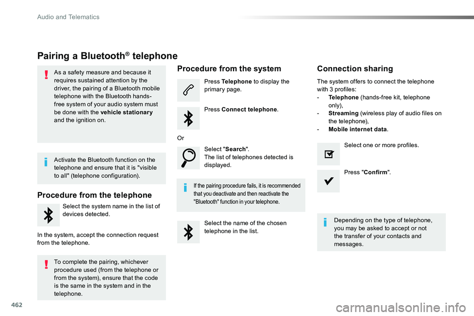 TOYOTA PROACE 2019 Owners Manual (in English) 462
Pairing a Bluetooth® telephone
As a safety measure and because it requires sustained attention by the driver, the pairing of a Bluetooth mobile telephone with the Bluetooth hands-free system of y TOYOTA PROACE 2019 Owners Manual (in English) 462
Pairing a Bluetooth® telephone
As a safety measure and because it requires sustained attention by the driver, the pairing of a Bluetooth mobile telephone with the Bluetooth hands-free system of y