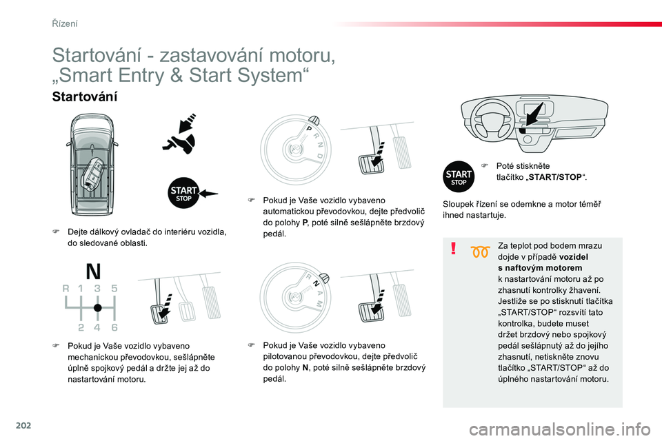 TOYOTA PROACE 2019  Návod na použití (in Czech) 202
Proace_cs_Chap06_conduite_ed01-2016
Za teplot pod bodem mrazu dojde v případě vozidel s naftovým motorem k nastartování motoru až po zhasnutí kontrolky žhavení.Jestliže se po stisknutí