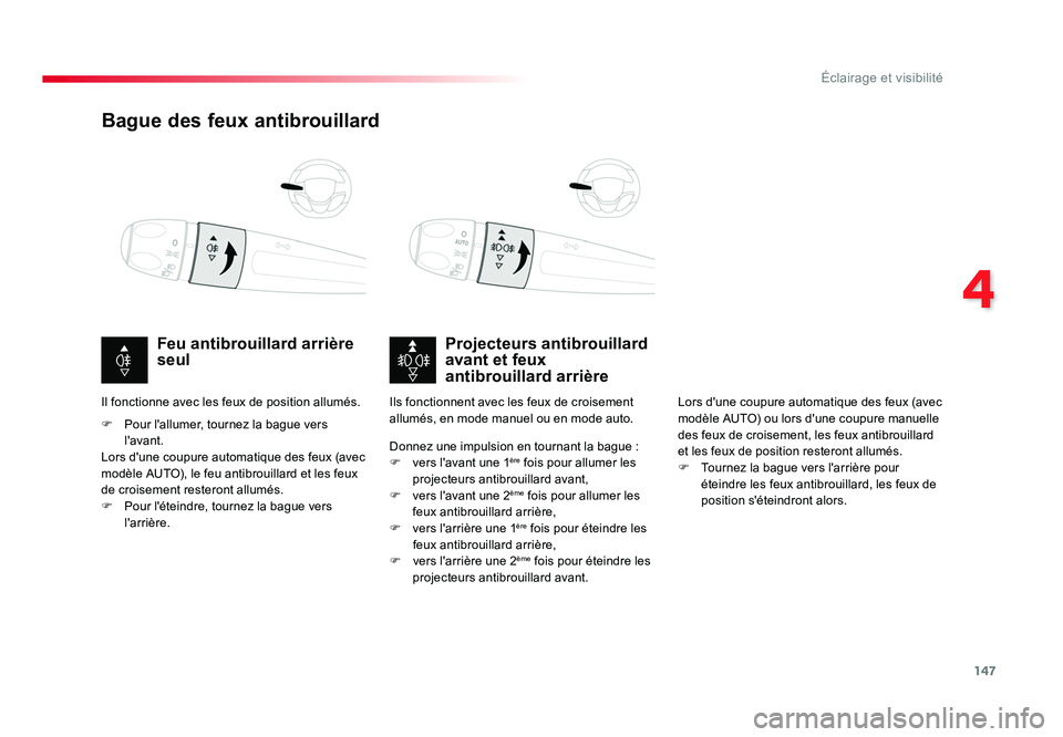 TOYOTA PROACE 2019 Notices Demploi (in French) 147
4
Éclairage et visibilité
Bague des feux antibrouillard
Projecteurs antibrouillard
avant et feux
antibrouillard arrière
Feu antibrouillard arrière
seul
F Pour l'allumer, tournez la bag TOYOTA PROACE 2019 Notices Demploi (in French) 147
4
Éclairage et visibilité
Bague des feux antibrouillard
Projecteurs antibrouillard
avant et feux
antibrouillard arrière
Feu antibrouillard arrière
seul
F Pour l'allumer, tournez la bag
