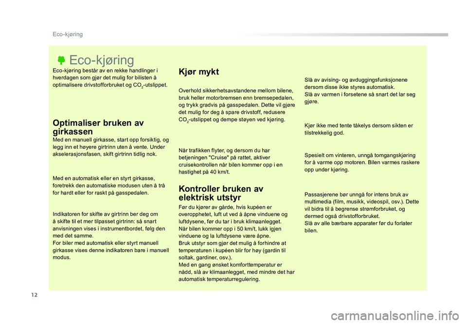 TOYOTA PROACE 2019 Instruksjoner for bruk (in Norwegian) 12
Proace_no_Chap00c_eco-conduite_ed01-2016
Eco-kjøring består av en rekke handlinger i hverdagen som gjør det mulig for bilisten å
optimalisere drivstofforbruket og CO
2-utslippet.
Eco-kjøring
TOYOTA PROACE 2019 Instruksjoner for bruk (in Norwegian) 12
Proace_no_Chap00c_eco-conduite_ed01-2016
Eco-kjøring består av en rekke handlinger i hverdagen som gjør det mulig for bilisten å
optimalisere drivstofforbruket og CO
2-utslippet.
Eco-kjøring