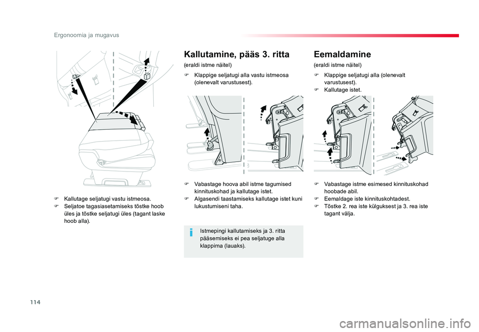 TOYOTA PROACE 2019 Kasutusjuhend (in Estonian) 114
Ergonoomia ja mugavus
Proace_et_Chap03_ergonomie-et-confort_ed01-2016
F Klappige seljatugi alla (olenevalt
varustusest).
F Kallutage istet.
F Vabastage hoova abil istme tagumised kinnituskohad TOYOTA PROACE 2019 Kasutusjuhend (in Estonian) 114
Ergonoomia ja mugavus
Proace_et_Chap03_ergonomie-et-confort_ed01-2016
F Klappige seljatugi alla (olenevalt
varustusest).
F Kallutage istet.
F Vabastage hoova abil istme tagumised kinnituskohad