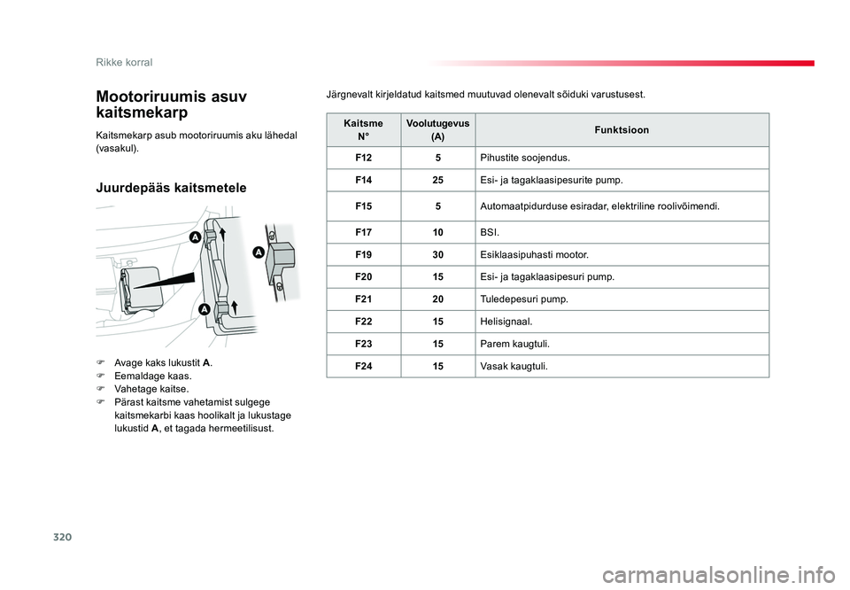 TOYOTA PROACE 2019 Kasutusjuhend (in Estonian) 320
Rikke korral
Proace_et_Chap08_En-cas-de-panne_ed01-2016
Mootoriruumis asuv
kaitsmekarp
F Avage kaks lukustit A.
F Eemaldage kaas.
F Vahetage kaitse.
F Pärast kaitsme vahetamist sulgege
kait TOYOTA PROACE 2019 Kasutusjuhend (in Estonian) 320
Rikke korral
Proace_et_Chap08_En-cas-de-panne_ed01-2016
Mootoriruumis asuv
kaitsmekarp
F Avage kaks lukustit A.
F Eemaldage kaas.
F Vahetage kaitse.
F Pärast kaitsme vahetamist sulgege
kait