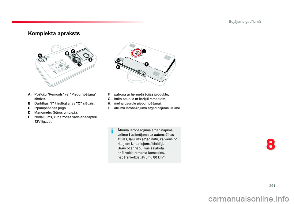 TOYOTA PROACE 2019 Lietošanas Instrukcija (in Latvian) 291
8
Bojājumu gadījumā
Jumpy _lv_Chap08_En-cas-de-panne_ed01-2016
A. Pozīciju "Remonts" vai "Piepumpēšana"
slēdzis.
B. Darbības "I" / izslēgšanas "O" sl TOYOTA PROACE 2019 Lietošanas Instrukcija (in Latvian) 291
8
Bojājumu gadījumā
Jumpy _lv_Chap08_En-cas-de-panne_ed01-2016
A. Pozīciju "Remonts" vai "Piepumpēšana"
slēdzis.
B. Darbības "I" / izslēgšanas "O" sl