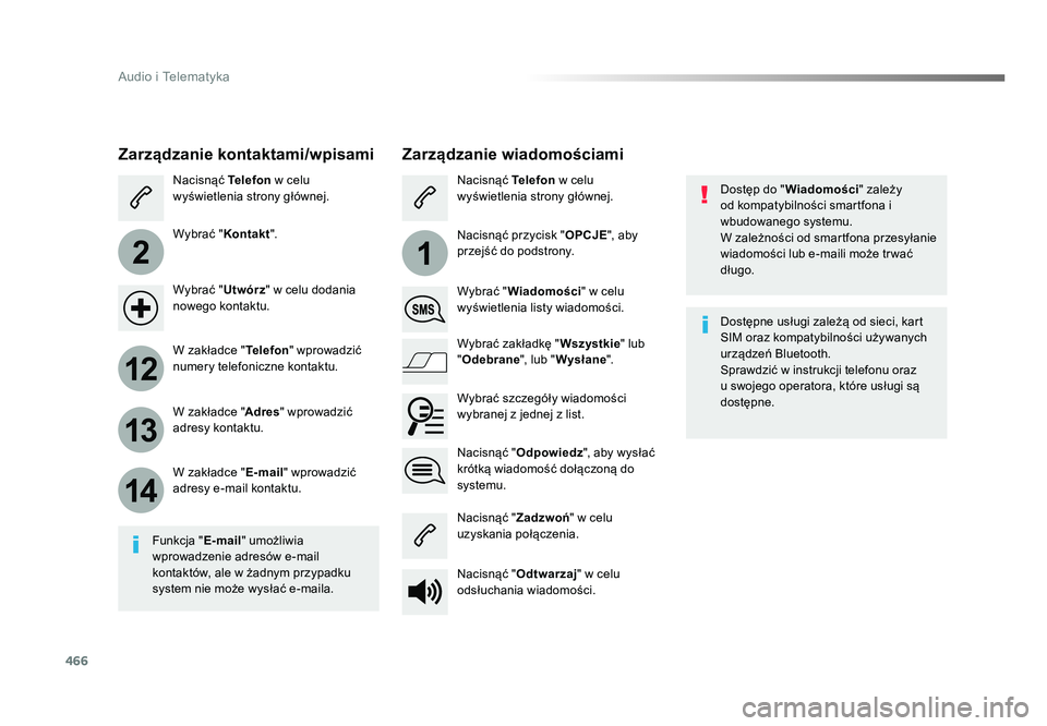 TOYOTA PROACE 2019 Instrukcja obsługi (in Polish) 466
2
12
13
14
1
Audio i Telematyka
Jumpy_pl_Chap10c_RCC-1_ed01-2016
Dostęp do "Wiadomości " zależy
od kompatybilności smartfona i
wbudowanego systemu.
W zależności od smartfona przesy TOYOTA PROACE 2019 Instrukcja obsługi (in Polish) 466
2
12
13
14
1
Audio i Telematyka
Jumpy_pl_Chap10c_RCC-1_ed01-2016
Dostęp do "Wiadomości " zależy
od kompatybilności smartfona i
wbudowanego systemu.
W zależności od smartfona przesy