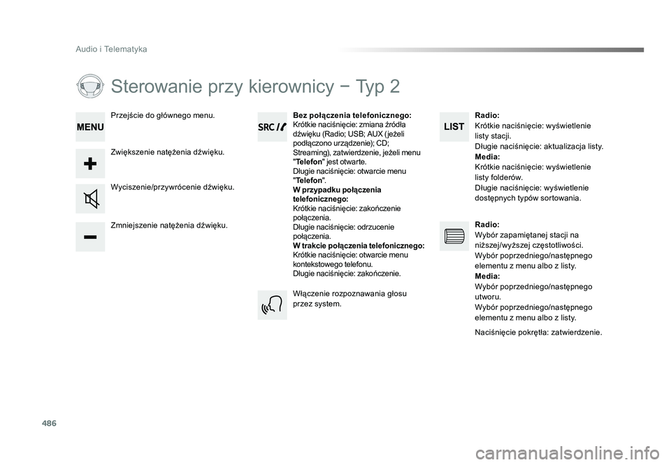 TOYOTA PROACE 2019 Instrukcja obsługi (in Polish) 486
Audio i Telematyka
Jumpy_pl_Chap10d_RD6_ed01-2016
Sterowanie przy kierownicy − Typ 2
Zmniejszenie natężenia dźwięku. Wyciszenie/przywrócenie dźwięku.Bez
połą czenia telefonicznego :
Kr TOYOTA PROACE 2019 Instrukcja obsługi (in Polish) 486
Audio i Telematyka
Jumpy_pl_Chap10d_RD6_ed01-2016
Sterowanie przy kierownicy − Typ 2
Zmniejszenie natężenia dźwięku. Wyciszenie/przywrócenie dźwięku.Bez
połą czenia telefonicznego :
Kr