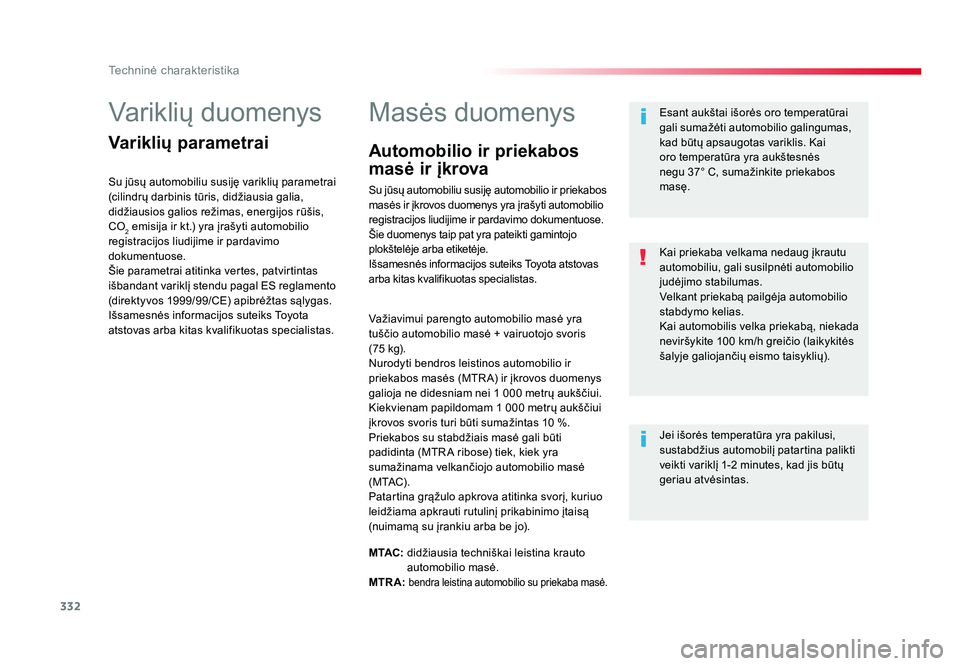 TOYOTA PROACE 2019 Eksploatavimo vadovas (in Lithuanian) 332
Techninė charakteristika
Proace_lt_Chap09_caracteristiques-techniques_ed01-2016
Variklių duomenys
Variklių parametrai
Su jūsų automobiliu susiję variklių parametrai
(cilindrų darbinis tū TOYOTA PROACE 2019 Eksploatavimo vadovas (in Lithuanian) 332
Techninė charakteristika
Proace_lt_Chap09_caracteristiques-techniques_ed01-2016
Variklių duomenys
Variklių parametrai
Su jūsų automobiliu susiję variklių parametrai
(cilindrų darbinis tū