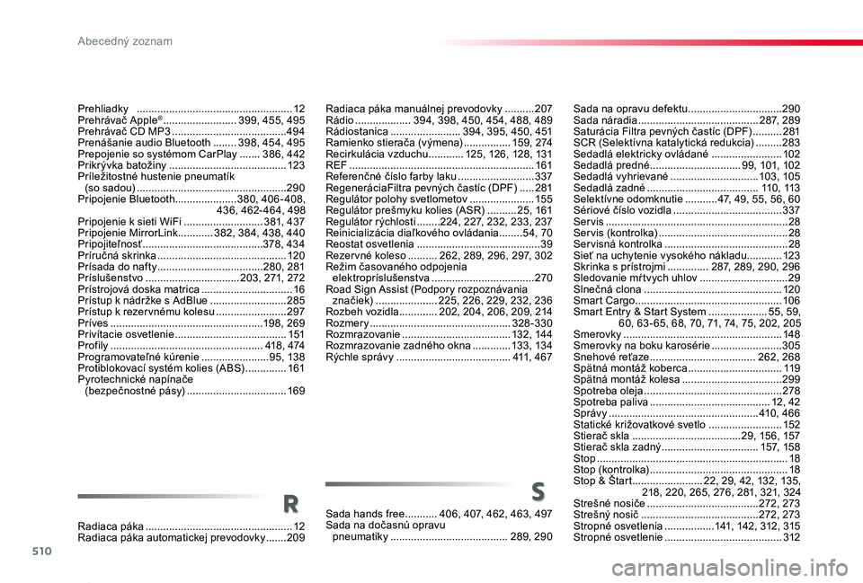 TOYOTA PROACE 2019 Návod na použitie (in Slovakian) 510
Proace_sk_Chap11_index-alpha_ed01-2019
Radiaca páka ..................................................12Radiaca páka automatickej prevodovky .......209
Sada hands free ...........406, 407, 462, TOYOTA PROACE 2019 Návod na použitie (in Slovakian) 510
Proace_sk_Chap11_index-alpha_ed01-2019
Radiaca páka ..................................................12Radiaca páka automatickej prevodovky .......209
Sada hands free ...........406, 407, 462,