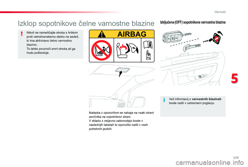 TOYOTA PROACE 2019 Navodila Za Uporabo (in Slovenian) 177
Proace_sl_Chap05_securite_ed01-2019
Izključena (OFF) sopotnikova varnostna blazina
Več informacij o varnostnih blazinah boste našli v ustreznem poglavju.
Izklop sopotnikove čelne varnostne bla TOYOTA PROACE 2019 Navodila Za Uporabo (in Slovenian) 177
Proace_sl_Chap05_securite_ed01-2019
Izključena (OFF) sopotnikova varnostna blazina
Več informacij o varnostnih blazinah boste našli v ustreznem poglavju.
Izklop sopotnikove čelne varnostne bla