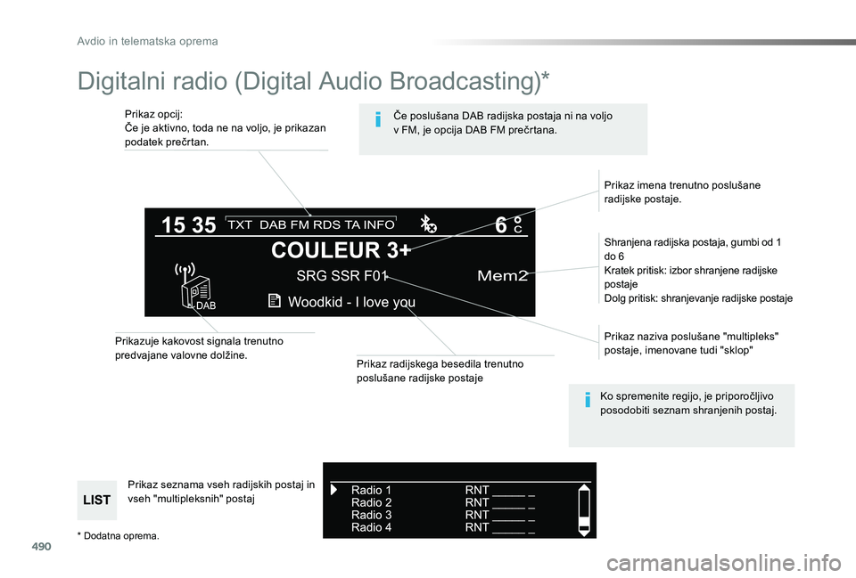 TOYOTA PROACE 2019 Manual de utilizare (in Romanian) 490
Proace_sl_Chap10d_RD6_ed01-2019
Digitalni radio (Digital Audio Broadcasting)*
Prikaz opcij:Če je aktivno, toda ne na voljo, je prikazan podatek prečrtan.
Shranjena radijska postaja, gumbi od 1 d TOYOTA PROACE 2019 Manual de utilizare (in Romanian) 490
Proace_sl_Chap10d_RD6_ed01-2019
Digitalni radio (Digital Audio Broadcasting)*
Prikaz opcij:Če je aktivno, toda ne na voljo, je prikazan podatek prečrtan.
Shranjena radijska postaja, gumbi od 1 d