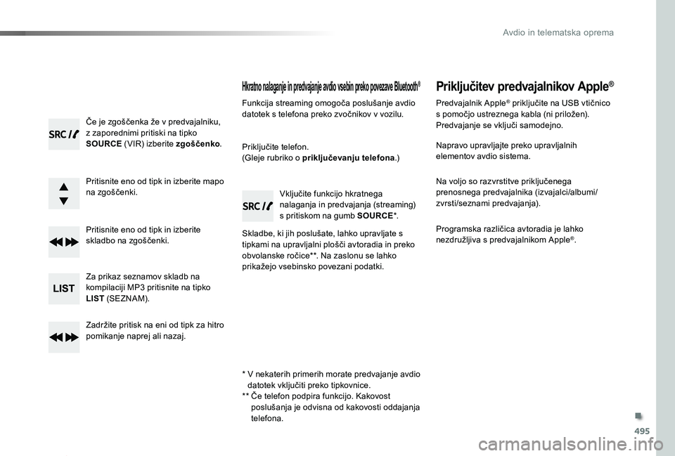 TOYOTA PROACE 2019 Manual de utilizare (in Romanian) 495
Proace_sl_Chap10d_RD6_ed01-2019
Če je zgoščenka že v predvajalniku, z zaporednimi pritiski na tipko SOURCE (VIR) izberite zgoščenko.
Pritisnite eno od tipk in izberite mapo na zgoščenki.
P TOYOTA PROACE 2019 Manual de utilizare (in Romanian) 495
Proace_sl_Chap10d_RD6_ed01-2019
Če je zgoščenka že v predvajalniku, z zaporednimi pritiski na tipko SOURCE (VIR) izberite zgoščenko.
Pritisnite eno od tipk in izberite mapo na zgoščenki.
P