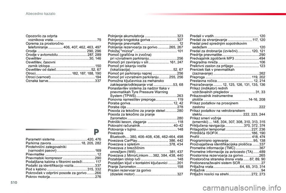 TOYOTA PROACE 2019 Manual de utilizare (in Romanian) 510
Proace_sl_Chap11_index-alpha_ed01-2019
Parametri sistema .................................420, 476Parkirna zavora ...............................18, 205, 282Pirotehnični zategovalniki (varnostni TOYOTA PROACE 2019 Manual de utilizare (in Romanian) 510
Proace_sl_Chap11_index-alpha_ed01-2019
Parametri sistema .................................420, 476Parkirna zavora ...............................18, 205, 282Pirotehnični zategovalniki (varnostni