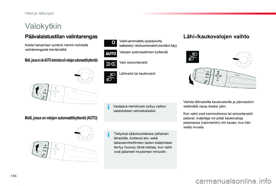TOYOTA PROACE 2020 Omistajan Käsikirja (in Finnish) 146
Proace_fi_Chap04_eclairage-et-visibilite_ed2019_V02
Malli, jossa ei ole AUTO-toimintoa eli valojen automaattikytkentää
Malli, jossa on valojen automaattikytkentä (AUTO)
Päävalaistustilan vali TOYOTA PROACE 2020 Omistajan Käsikirja (in Finnish) 146
Proace_fi_Chap04_eclairage-et-visibilite_ed2019_V02
Malli, jossa ei ole AUTO-toimintoa eli valojen automaattikytkentää
Malli, jossa on valojen automaattikytkentä (AUTO)
Päävalaistustilan vali