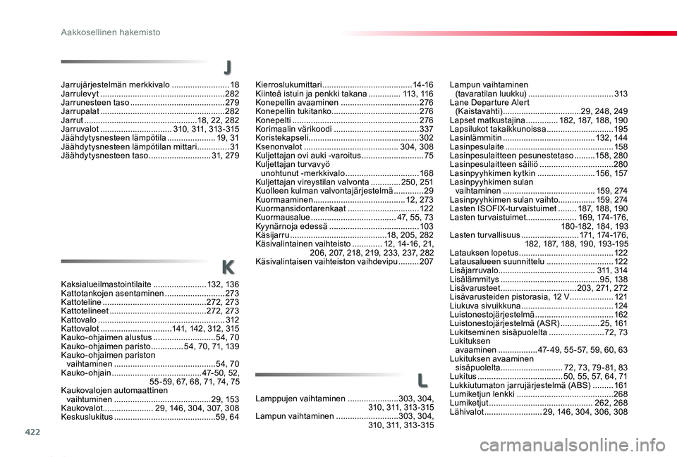 TOYOTA PROACE 2020 Omistajan Käsikirja (in Finnish) 422
Proace_fi_Chap11_index-alpha_ed2019_V02
Lampun vaihtaminen (tavaratilan luukku) .....................................313Lane Departure Alert (Kaistavahti) ..................................29, 2 TOYOTA PROACE 2020 Omistajan Käsikirja (in Finnish) 422
Proace_fi_Chap11_index-alpha_ed2019_V02
Lampun vaihtaminen (tavaratilan luukku) .....................................313Lane Departure Alert (Kaistavahti) ..................................29, 2