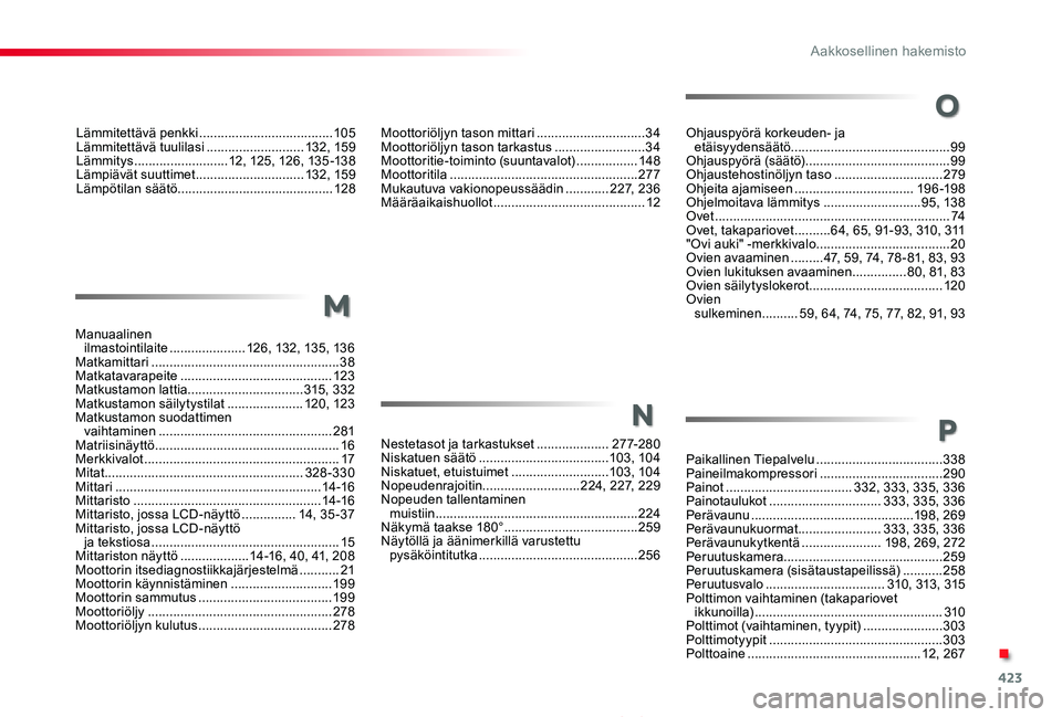 TOYOTA PROACE 2020 Omistajan Käsikirja (in Finnish) 423
Proace_fi_Chap11_index-alpha_ed2019_V02
Lämmitettävä penkki .....................................105Lämmitettävä tuulilasi ...........................132, 159Lämmitys ...................... TOYOTA PROACE 2020 Omistajan Käsikirja (in Finnish) 423
Proace_fi_Chap11_index-alpha_ed2019_V02
Lämmitettävä penkki .....................................105Lämmitettävä tuulilasi ...........................132, 159Lämmitys ......................