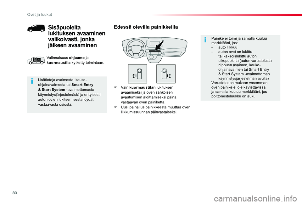 TOYOTA PROACE 2020 Omistajan Käsikirja (in Finnish) 80
Proace_fi_Chap02_ouvertures_ed2019_V02
F Vain kuormaustilan lukituksen avaamiseksi ja oven sähköisen avautumisen aloittamiseksi paina vastaavan oven painiketta.F Uusi painallus painikkeesta muutt TOYOTA PROACE 2020 Omistajan Käsikirja (in Finnish) 80
Proace_fi_Chap02_ouvertures_ed2019_V02
F Vain kuormaustilan lukituksen avaamiseksi ja oven sähköisen avautumisen aloittamiseksi paina vastaavan oven painiketta.F Uusi painallus painikkeesta muutt