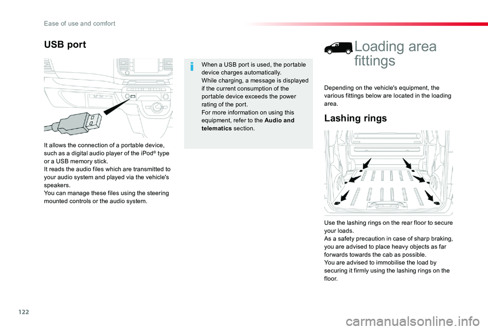 TOYOTA PROACE 2020 Owners Manual (in English) 122
Lashing rings
Loading area
fittings
Use the lashing rings on the rear floor to secure your loads.As a safety precaution in case of sharp braking, you are advised to place heavy objects as far for TOYOTA PROACE 2020 Owners Manual (in English) 122
Lashing rings
Loading area
fittings
Use the lashing rings on the rear floor to secure your loads.As a safety precaution in case of sharp braking, you are advised to place heavy objects as far for