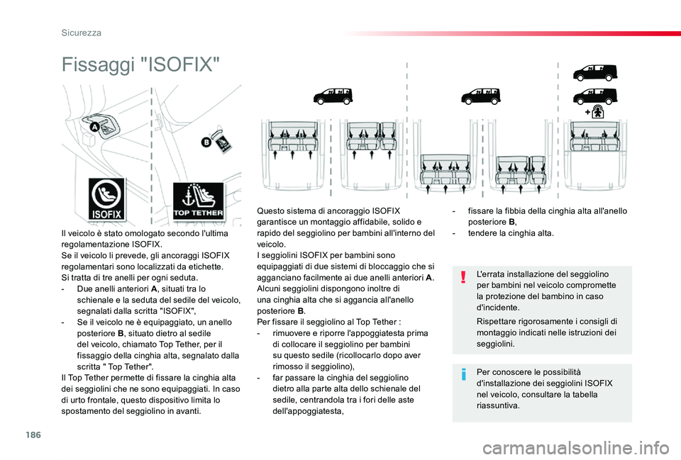 TOYOTA PROACE 2020 Manuale duso (in Italian) 186
Proace_it_Chap05_securite_ed01-2019
Fissaggi "ISOFIX"
L'errata installazione del seggiolino per bambini nel veicolo compromette la protezione del bambino in caso d'incidente.
Per c TOYOTA PROACE 2020 Manuale duso (in Italian) 186
Proace_it_Chap05_securite_ed01-2019
Fissaggi "ISOFIX"
L'errata installazione del seggiolino per bambini nel veicolo compromette la protezione del bambino in caso d'incidente.
Per c