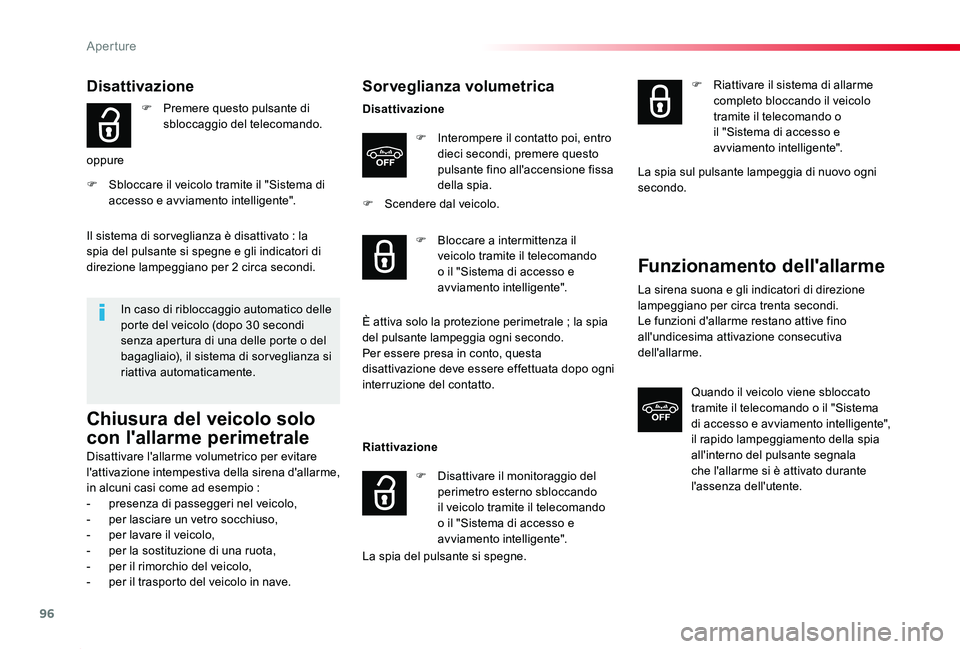 TOYOTA PROACE 2020 Manuale duso (in Italian) 96
Proace_it_Chap02_ouvertures_ed01-2019
Disattivazione
F Premere questo pulsante di sbloccaggio del telecomando.
oppure
F Sbloccare il veicolo tramite il "Sistema di accesso e avviamento intellig TOYOTA PROACE 2020 Manuale duso (in Italian) 96
Proace_it_Chap02_ouvertures_ed01-2019
Disattivazione
F Premere questo pulsante di sbloccaggio del telecomando.
oppure
F Sbloccare il veicolo tramite il "Sistema di accesso e avviamento intellig