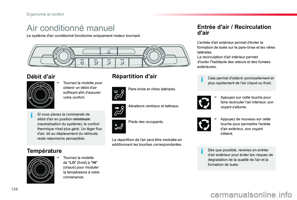 TOYOTA PROACE 2020 Notices Demploi (in French) 126
Le système d'air conditionné fonctionne uniquement moteur tournant.
Air conditionné manuel
Température
F Tournez la molette de "LO" (froid) à "HI" (chaud) pour moduler la TOYOTA PROACE 2020 Notices Demploi (in French) 126
Le système d'air conditionné fonctionne uniquement moteur tournant.
Air conditionné manuel
Température
F Tournez la molette de "LO" (froid) à "HI" (chaud) pour moduler la