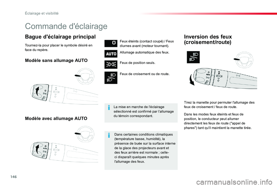 TOYOTA PROACE 2020 Notices Demploi (in French) 146
Modèle sans allumage AUTO
Modèle avec allumage AUTO
Bague d'éclairage principalFeux éteints (contact coupé) / Feux diurnes avant (moteur tournant).
Allumage automatique des feux.
Feux de TOYOTA PROACE 2020 Notices Demploi (in French) 146
Modèle sans allumage AUTO
Modèle avec allumage AUTO
Bague d'éclairage principalFeux éteints (contact coupé) / Feux diurnes avant (moteur tournant).
Allumage automatique des feux.
Feux de