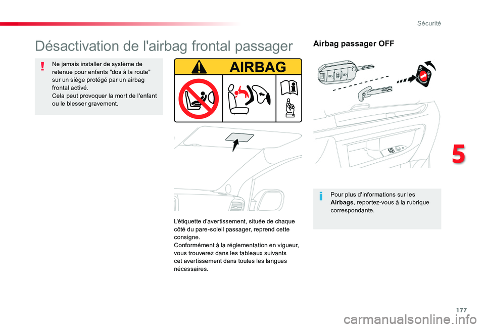 TOYOTA PROACE 2020 Notices Demploi (in French) 177
Airbag passager OFF
Pour plus d'informations sur les Airbags, reportez-vous à la rubrique correspondante.
Désactivation de l'airbag frontal passager
Ne jamais installer de système de re TOYOTA PROACE 2020 Notices Demploi (in French) 177
Airbag passager OFF
Pour plus d'informations sur les Airbags, reportez-vous à la rubrique correspondante.
Désactivation de l'airbag frontal passager
Ne jamais installer de système de re