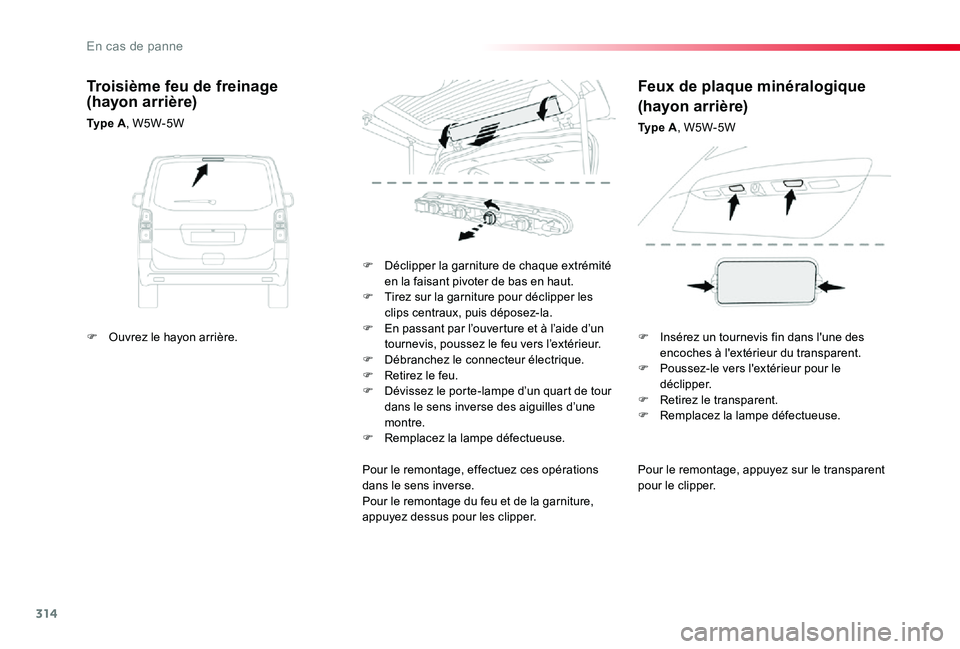 TOYOTA PROACE 2020 Notices Demploi (in French) 314
Pour le remontage, appuyez sur le transparent pour le clipper.
F Déclipper la garniture de chaque extrémité en la faisant pivoter de bas en haut.F Tirez sur la garniture pour déclipper les cli TOYOTA PROACE 2020 Notices Demploi (in French) 314
Pour le remontage, appuyez sur le transparent pour le clipper.
F Déclipper la garniture de chaque extrémité en la faisant pivoter de bas en haut.F Tirez sur la garniture pour déclipper les cli