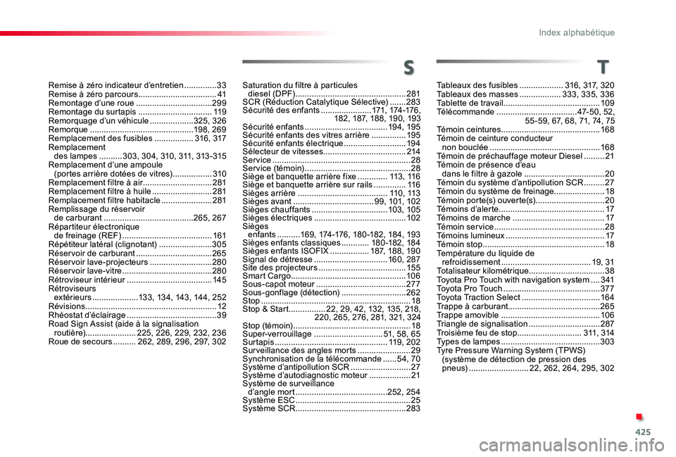 TOYOTA PROACE 2020 Notices Demploi (in French) 425
Tableaux des fusibles ...................316, 317, 320Tableaux des masses ..................333, 335, 336Tablette de travail ..........................................109Télécommande ........... TOYOTA PROACE 2020 Notices Demploi (in French) 425
Tableaux des fusibles ...................316, 317, 320Tableaux des masses ..................333, 335, 336Tablette de travail ..........................................109Télécommande ...........