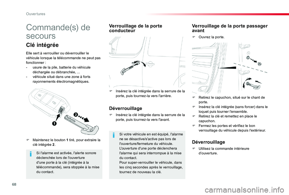 TOYOTA PROACE 2020 Notices Demploi (in French) 68
Commande(s) de
secours
Si l'alarme est activée, l'alerte sonore déclenchée lors de l'ouverture d'une porte à la clé (intégrée à la
télécommande), sera stoppée à la mis TOYOTA PROACE 2020 Notices Demploi (in French) 68
Commande(s) de
secours
Si l'alarme est activée, l'alerte sonore déclenchée lors de l'ouverture d'une porte à la clé (intégrée à la
télécommande), sera stoppée à la mis