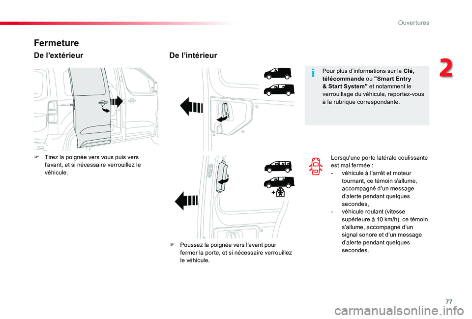 TOYOTA PROACE 2020 Notices Demploi (in French) 77
Lorsqu'une porte latérale coulissante est mal fermée :- véhicule à l’arrêt et moteur tournant, ce témoin s’allume, accompagné d’un message d’alerte pendant quelques secondes,- và TOYOTA PROACE 2020 Notices Demploi (in French) 77
Lorsqu'une porte latérale coulissante est mal fermée :- véhicule à l’arrêt et moteur tournant, ce témoin s’allume, accompagné d’un message d’alerte pendant quelques secondes,- vÃ
