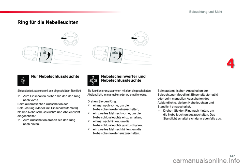TOYOTA PROACE 2020 Betriebsanleitungen (in German) 147
Proace_de_Chap04_eclairage-et-visibilite_ed2019_V02
Ring für die Nebelleuchten
Nebelscheinwerfer und NebelschlussleuchteNur Nebelschlussleuchte
F Zum Einschalten drehen Sie den den Ring nach vorn TOYOTA PROACE 2020 Betriebsanleitungen (in German) 147
Proace_de_Chap04_eclairage-et-visibilite_ed2019_V02
Ring für die Nebelleuchten
Nebelscheinwerfer und NebelschlussleuchteNur Nebelschlussleuchte
F Zum Einschalten drehen Sie den den Ring nach vorn