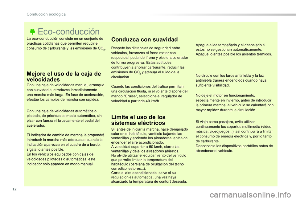 TOYOTA PROACE 2020 Manuale de Empleo (in Spanish) 12
La eco-conducción consiste en un conjunto de prácticas cotidianas que permiten reducir el consumo de carburante y las emisiones de CO2.
Eco-conducción
Mejore el uso de la caja de
velocidadesCon TOYOTA PROACE 2020 Manuale de Empleo (in Spanish) 12
La eco-conducción consiste en un conjunto de prácticas cotidianas que permiten reducir el consumo de carburante y las emisiones de CO2.
Eco-conducción
Mejore el uso de la caja de
velocidadesCon