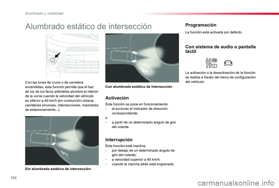 TOYOTA PROACE 2020 Manuale de Empleo (in Spanish) 152
La función está activada por defecto.
ProgramaciónAlumbrado estático de intersección
Con las luces de cruce o de carretera encendidas, esta función permite que el haz de luz de los faros ant TOYOTA PROACE 2020 Manuale de Empleo (in Spanish) 152
La función está activada por defecto.
ProgramaciónAlumbrado estático de intersección
Con las luces de cruce o de carretera encendidas, esta función permite que el haz de luz de los faros ant