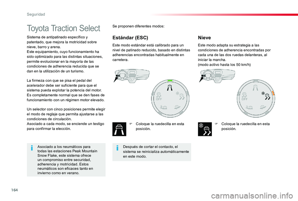 TOYOTA PROACE 2020 Manuale de Empleo (in Spanish) 164
Toyota Traction Select
Sistema de antipatinado específico y patentado, que mejora la motricidad sobre nieve, barro y arena.Este equipamiento, cuyo funcionamiento ha sido optimizado para las disti TOYOTA PROACE 2020 Manuale de Empleo (in Spanish) 164
Toyota Traction Select
Sistema de antipatinado específico y patentado, que mejora la motricidad sobre nieve, barro y arena.Este equipamiento, cuyo funcionamiento ha sido optimizado para las disti