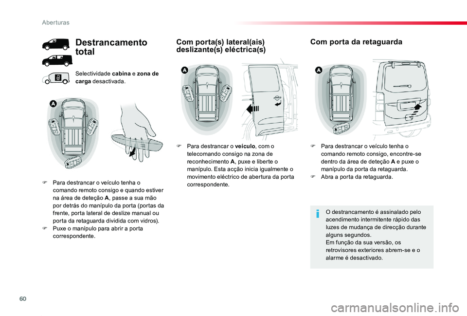 TOYOTA PROACE 2020 Manual de utilização (in Portuguese) 60
Proace_pt_Chap02_ouvertures_ed2019_V02
Selectividade cabina e zona de carga desactivada.
O destrancamento é assinalado pelo acendimento intermitente rápido das luzes de mudança de direcção dur TOYOTA PROACE 2020 Manual de utilização (in Portuguese) 60
Proace_pt_Chap02_ouvertures_ed2019_V02
Selectividade cabina e zona de carga desactivada.
O destrancamento é assinalado pelo acendimento intermitente rápido das luzes de mudança de direcção dur