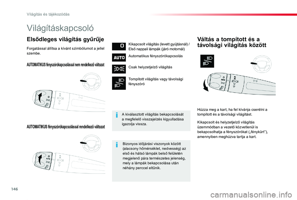 TOYOTA PROACE 2020 Kezelési útmutató (in Hungarian) 146
Proace_hu_Chap04_eclairage-et-visibilite_ed01-2019
AUTOMATIKUS fényszórókapcsolással nem rendelkező változat
AUTOMATIKUS fényszórókapcsolással rendelkező változat
Elsődleges világít TOYOTA PROACE 2020 Kezelési útmutató (in Hungarian) 146
Proace_hu_Chap04_eclairage-et-visibilite_ed01-2019
AUTOMATIKUS fényszórókapcsolással nem rendelkező változat
AUTOMATIKUS fényszórókapcsolással rendelkező változat
Elsődleges világít