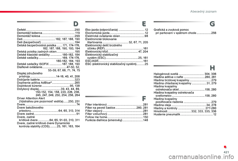 TOYOTA PROACE 2020  Návod na použitie (in Slovakian) 421
Proace_sk_Chap11_index-alpha_ed01-2019
Defekt ............................................................290Demontáž koberca ........................................11 9Demontáž kolesa ......